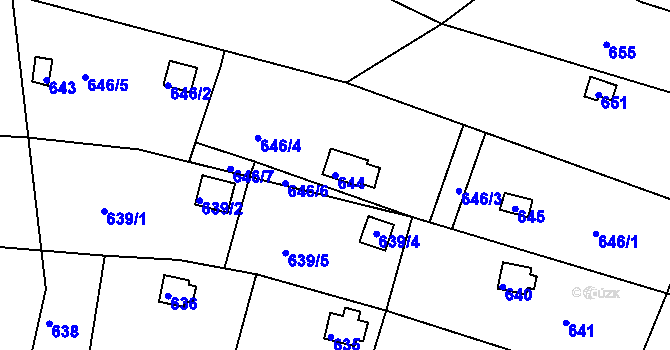 Parcela st. 644 v KÚ Ivanovice, Katastrální mapa