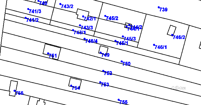 Parcela st. 749 v KÚ Ivanovice, Katastrální mapa