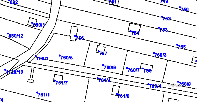 Parcela st. 757 v KÚ Ivanovice, Katastrální mapa