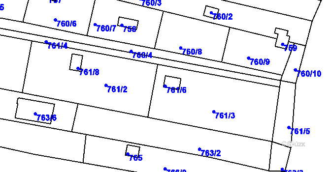 Parcela st. 761/6 v KÚ Ivanovice, Katastrální mapa