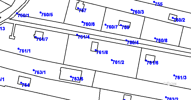 Parcela st. 761/8 v KÚ Ivanovice, Katastrální mapa