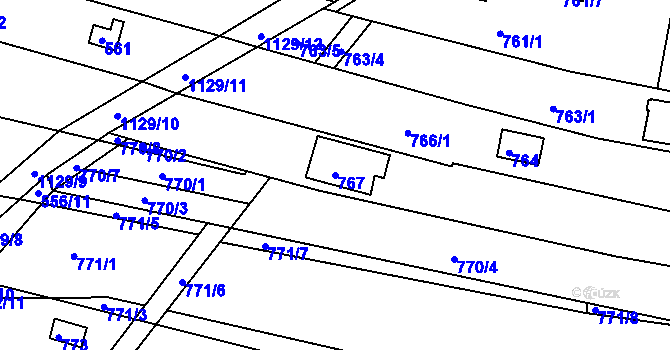 Parcela st. 767 v KÚ Ivanovice, Katastrální mapa