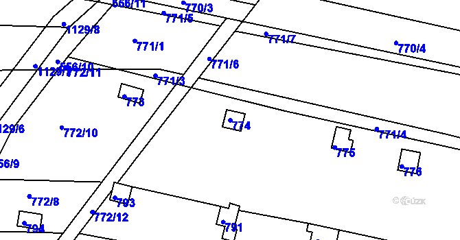 Parcela st. 774 v KÚ Ivanovice, Katastrální mapa