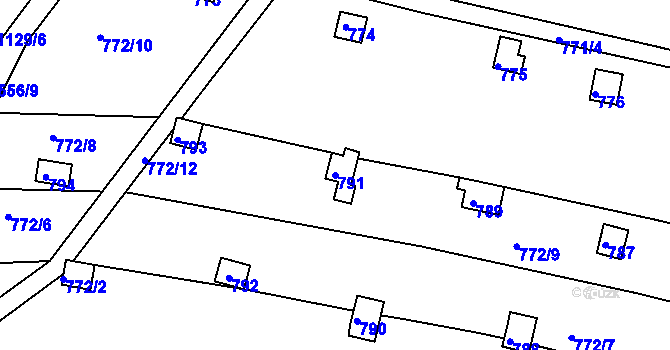 Parcela st. 791 v KÚ Ivanovice, Katastrální mapa