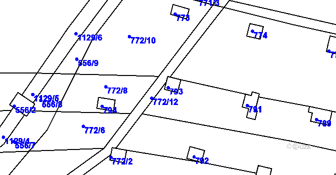 Parcela st. 793 v KÚ Ivanovice, Katastrální mapa