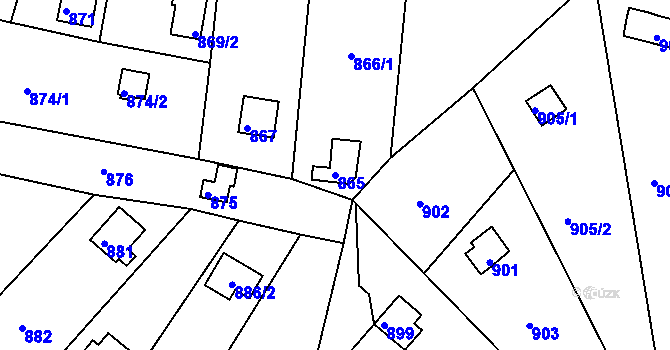 Parcela st. 865 v KÚ Ivanovice, Katastrální mapa