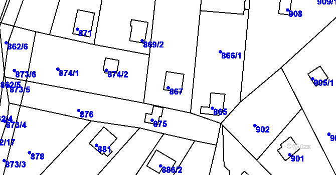 Parcela st. 867 v KÚ Ivanovice, Katastrální mapa