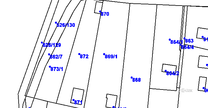 Parcela st. 869/1 v KÚ Ivanovice, Katastrální mapa