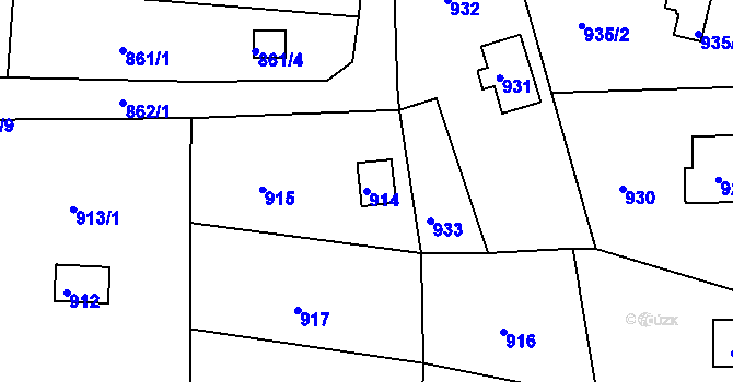 Parcela st. 914 v KÚ Ivanovice, Katastrální mapa