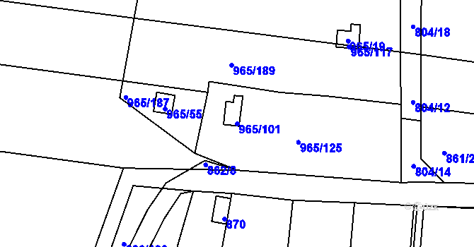 Parcela st. 965/101 v KÚ Ivanovice, Katastrální mapa