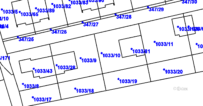 Parcela st. 1033/10 v KÚ Ivanovice, Katastrální mapa