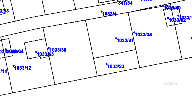 Parcela st. 1033/14 v KÚ Ivanovice, Katastrální mapa