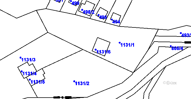 Parcela st. 1131/6 v KÚ Ivanovice, Katastrální mapa
