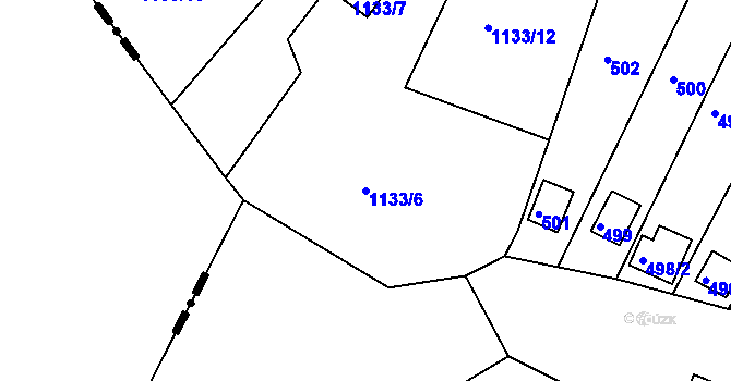 Parcela st. 1133/6 v KÚ Ivanovice, Katastrální mapa
