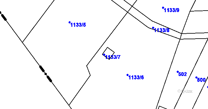 Parcela st. 1133/7 v KÚ Ivanovice, Katastrální mapa