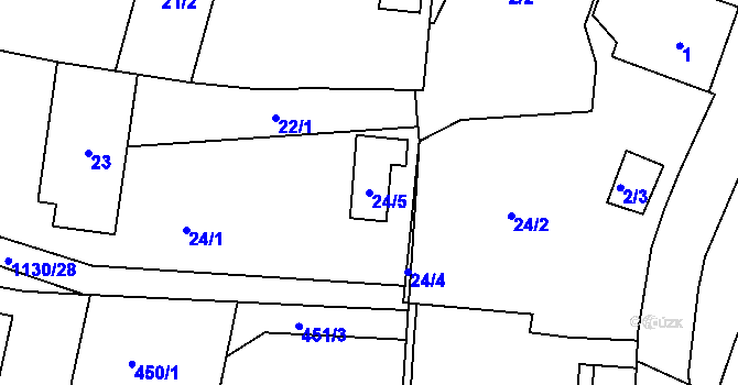 Parcela st. 24/5 v KÚ Ivanovice, Katastrální mapa