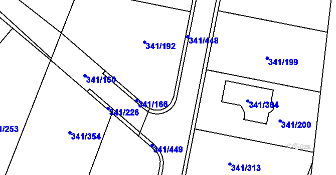 Parcela st. 341/153 v KÚ Ivanovice, Katastrální mapa