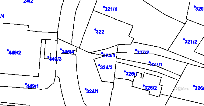Parcela st. 323/1 v KÚ Ivanovice, Katastrální mapa