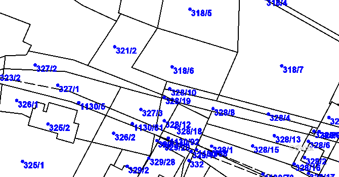 Parcela st. 328/10 v KÚ Ivanovice, Katastrální mapa