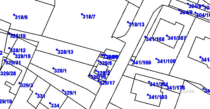 Parcela st. 328/9 v KÚ Ivanovice, Katastrální mapa