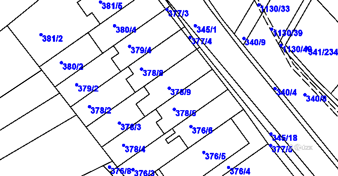Parcela st. 378/9 v KÚ Ivanovice, Katastrální mapa