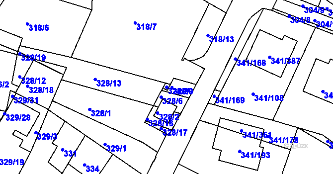 Parcela st. 328/20 v KÚ Ivanovice, Katastrální mapa