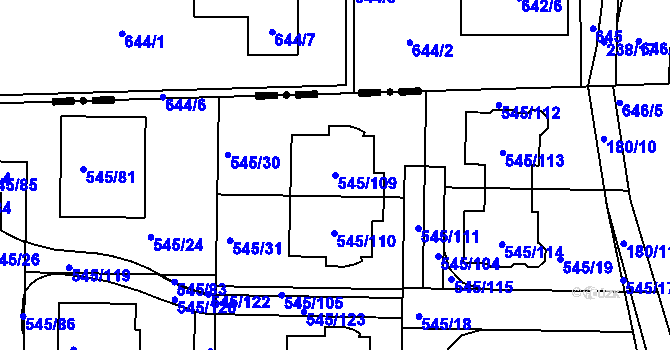 Parcela st. 545/109 v KÚ Ivanovice, Katastrální mapa