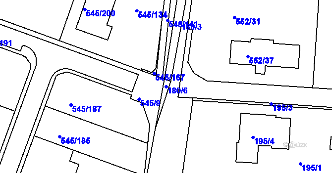 Parcela st. 180/6 v KÚ Ivanovice, Katastrální mapa