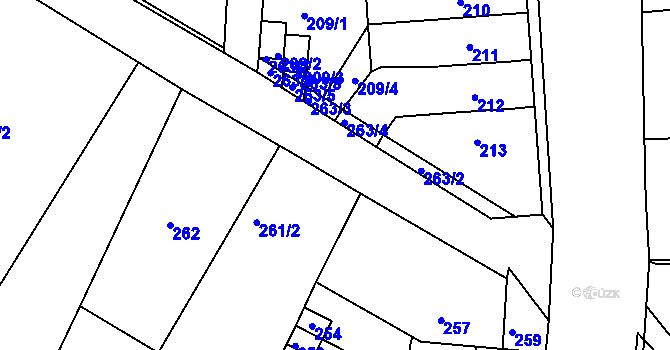 Parcela st. 263/12 v KÚ Ivanovice, Katastrální mapa