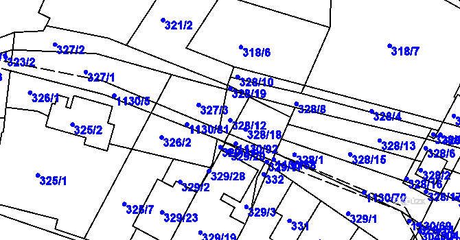 Parcela st. 328/12 v KÚ Ivanovice, Katastrální mapa