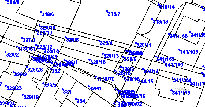 Parcela st. 328/13 v KÚ Ivanovice, Katastrální mapa
