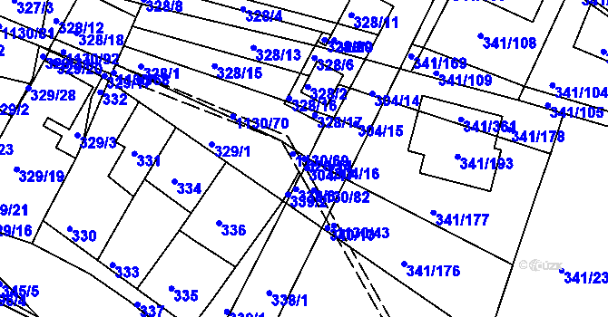 Parcela st. 328/14 v KÚ Ivanovice, Katastrální mapa
