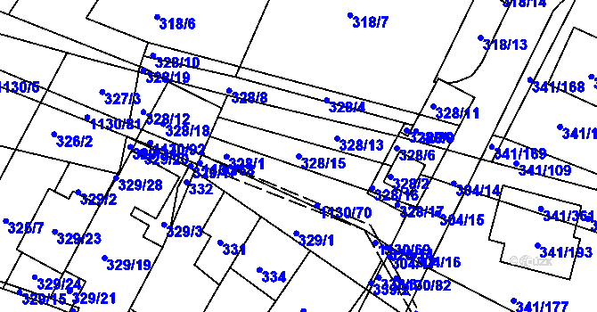 Parcela st. 328/15 v KÚ Ivanovice, Katastrální mapa