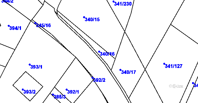 Parcela st. 340/16 v KÚ Ivanovice, Katastrální mapa
