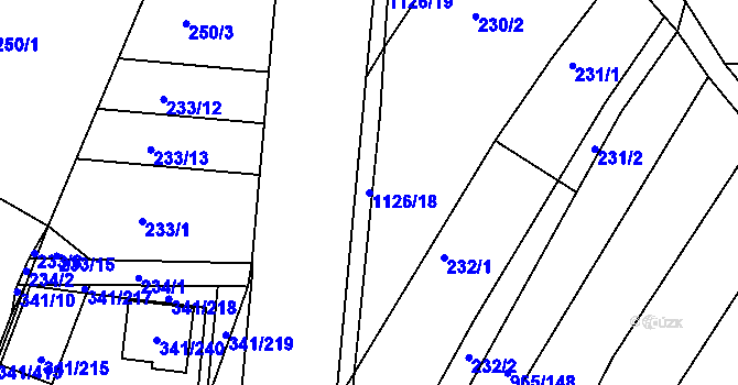 Parcela st. 1126/18 v KÚ Ivanovice, Katastrální mapa