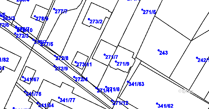Parcela st. 271/7 v KÚ Ivanovice, Katastrální mapa