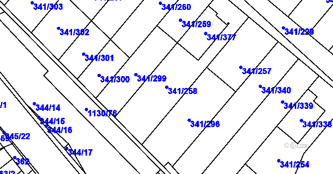 Parcela st. 341/258 v KÚ Ivanovice, Katastrální mapa