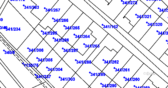Parcela st. 341/263 v KÚ Ivanovice, Katastrální mapa