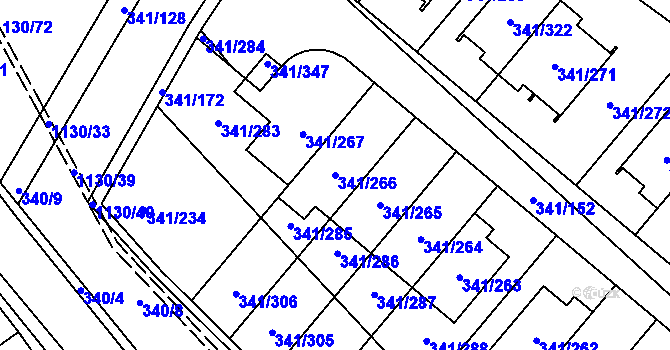 Parcela st. 341/266 v KÚ Ivanovice, Katastrální mapa