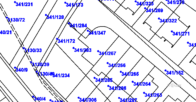 Parcela st. 341/267 v KÚ Ivanovice, Katastrální mapa