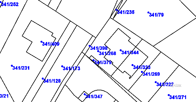Parcela st. 341/268 v KÚ Ivanovice, Katastrální mapa