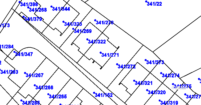 Parcela st. 341/271 v KÚ Ivanovice, Katastrální mapa
