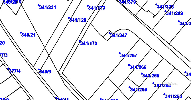 Parcela st. 341/283 v KÚ Ivanovice, Katastrální mapa
