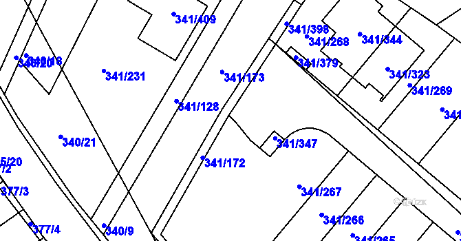 Parcela st. 341/284 v KÚ Ivanovice, Katastrální mapa