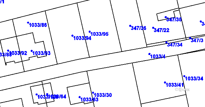 Parcela st. 347/32 v KÚ Ivanovice, Katastrální mapa