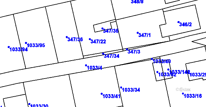 Parcela st. 347/34 v KÚ Ivanovice, Katastrální mapa