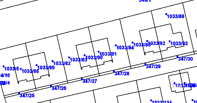 Parcela st. 1033/91 v KÚ Ivanovice, Katastrální mapa
