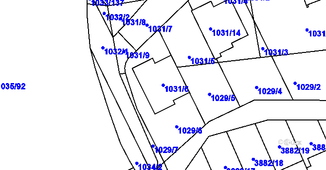 Parcela st. 1031/6 v KÚ Ivanovice, Katastrální mapa
