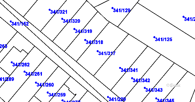 Parcela st. 341/317 v KÚ Ivanovice, Katastrální mapa