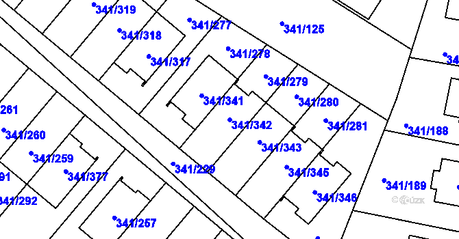 Parcela st. 341/342 v KÚ Ivanovice, Katastrální mapa